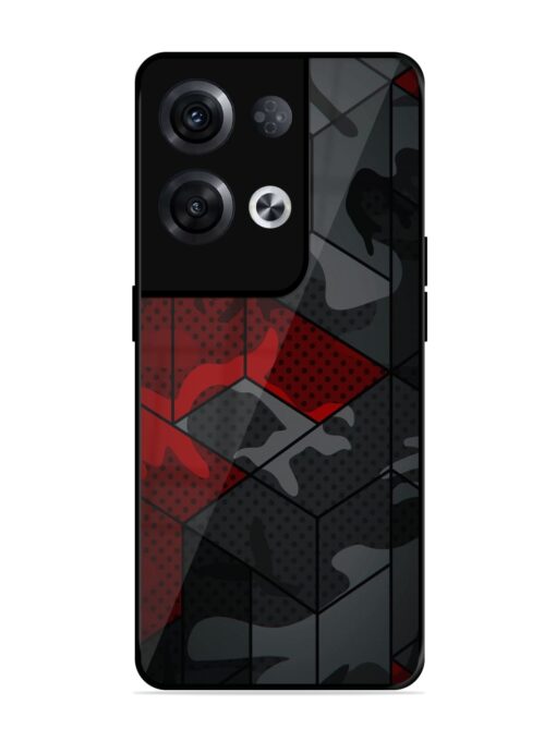 Red And Grey Pattern Glossy Metal Phone Cover for Oppo Reno 8 Pro (5G) Zapvi