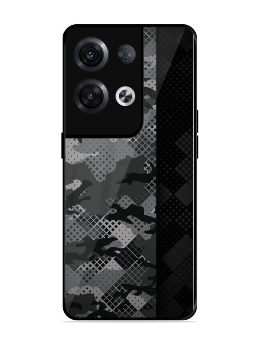 Dark Camouflage Glossy Metal Phone Cover for Oppo Reno 8 Pro (5G) Zapvi