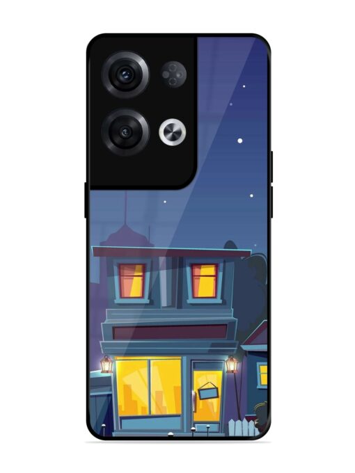 Vector Night House Glossy Metal Phone Cover for Oppo Reno 8 Pro (5G) Zapvi