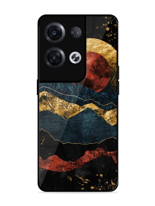 Gold Painting View Glossy Metal Phone Cover for Oppo Reno 8 Pro (5G)