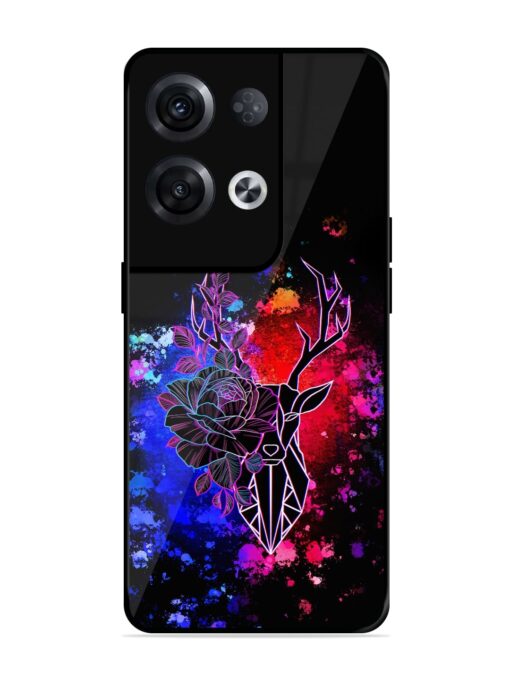 Floral Deer Art Glossy Metal Phone Cover for Oppo Reno 8 Pro (5G) Zapvi