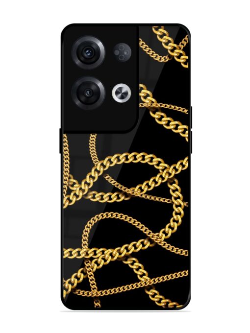 Decorative Golde Chain Glossy Metal Phone Cover for Oppo Reno 8 Pro (5G) Zapvi