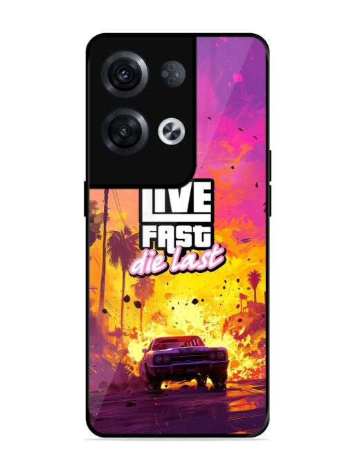 Live Fast Glossy Metal Phone Cover for Oppo Reno 8 Pro (5G) Zapvi