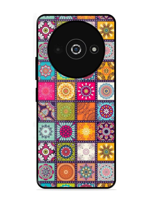 Seamless Pattern Vintage Glossy Metal Phone Cover for Poco C61