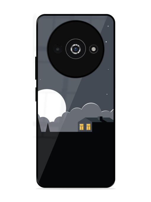 Full Moon Vector Art Glossy Metal Phone Cover for Poco C61