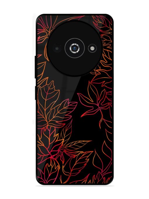 Red Floral Pattern Glossy Metal Phone Cover for Poco C61