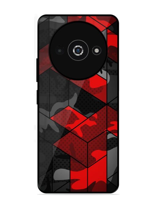 Royal Red Camouflage Pattern Glossy Metal Phone Cover for Poco C61