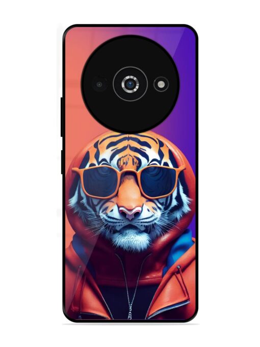 Tiger Animation Glossy Metal Phone Cover for Poco C61