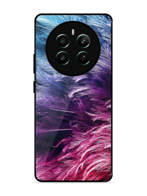 Light Grey Feather Background Glossy Metal Phone Cover for Realme 12 Plus (5G)