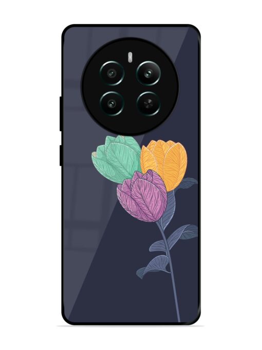 Flower Vector Glossy Metal Phone Cover for Realme 12 Plus (5G)