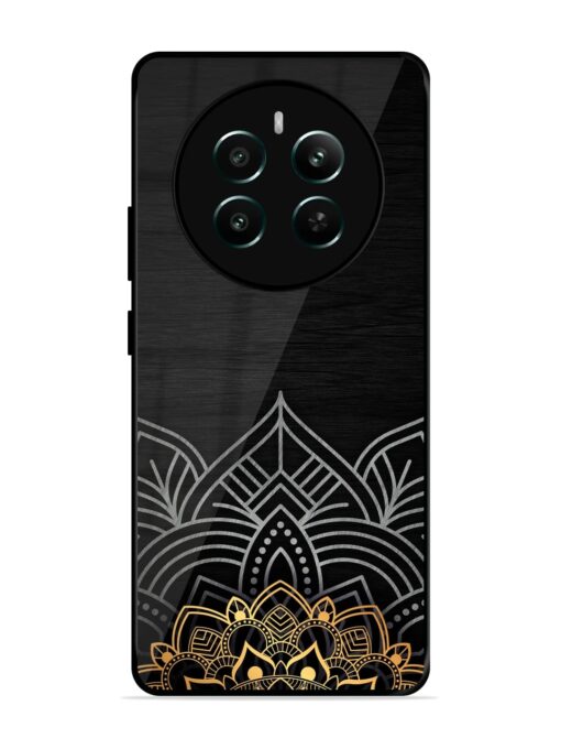 Decorative Golden Pattern Glossy Metal Phone Cover for Realme 12 Plus (5G) Zapvi