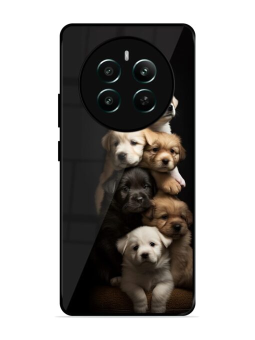 Cute Baby Dogs Glossy Metal Phone Cover for Realme 12 Plus (5G)