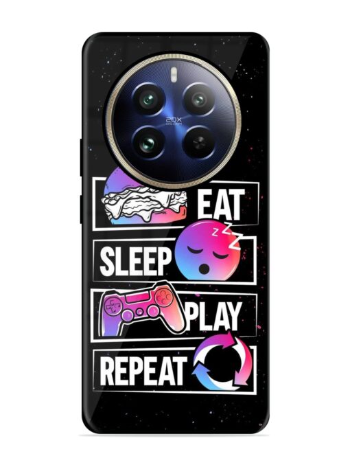 Eat Sleep Play Repeat Glossy Metal Phone Cover for Realme 12 Pro Plus (5G)