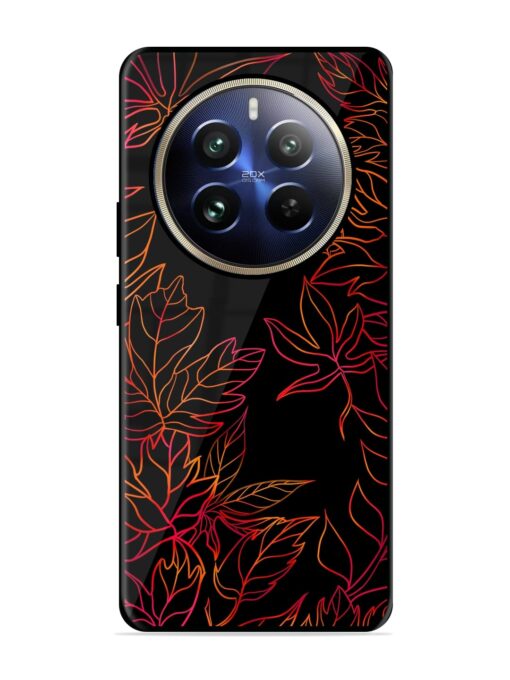 Red Floral Pattern Glossy Metal Phone Cover for Realme 12 Pro Plus (5G)