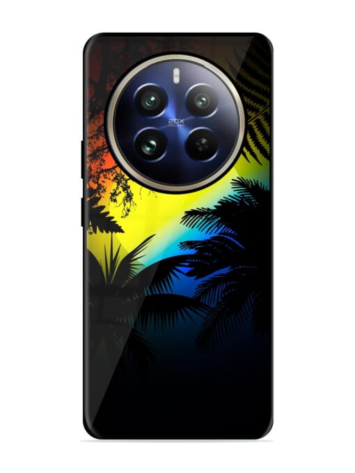 Colorful Sunset With Palm Trees Glossy Metal Phone Cover for Realme 12 Pro Plus (5G) Zapvi