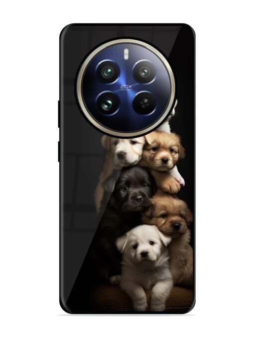 Cute Baby Dogs Glossy Metal Phone Cover for Realme 12 Pro Plus (5G)