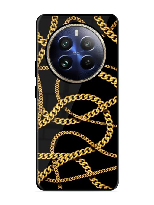 Decorative Golde Chain Glossy Metal Phone Cover for Realme 12 Pro Plus (5G)