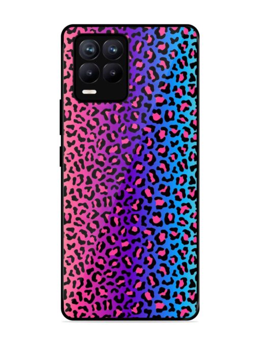 Colorful Leopard Seamless Glossy Metal Phone Cover for Realme 8 (4G)