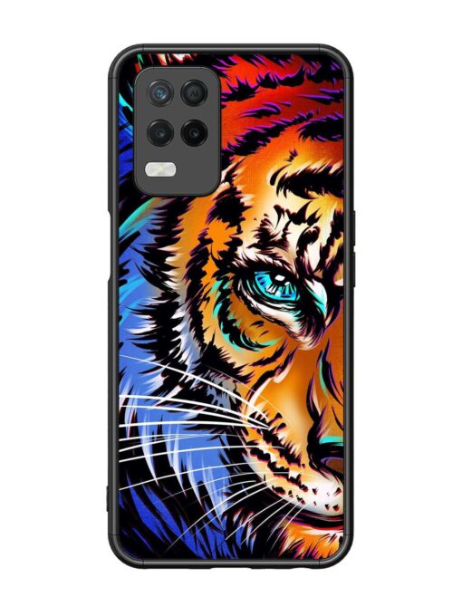 Colorful Lion Art Glossy Metal Phone Cover for Realme 8 (5G)