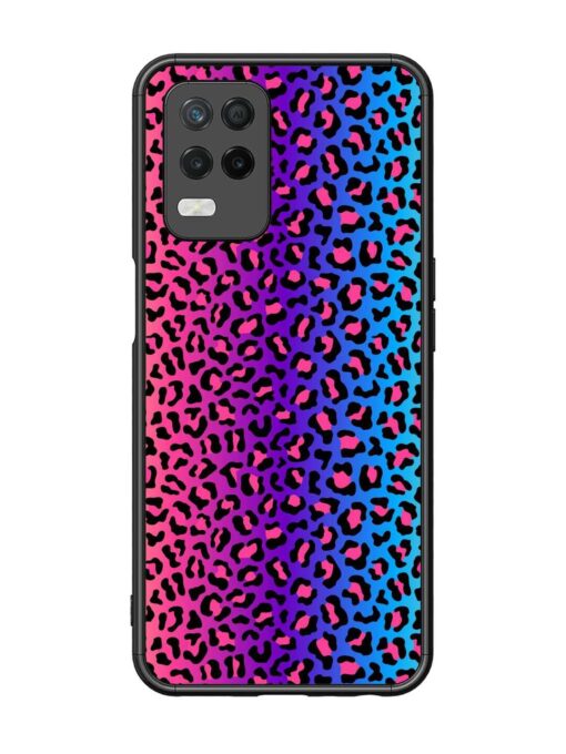 Colorful Leopard Seamless Glossy Metal Phone Cover for Realme 8 (5G)