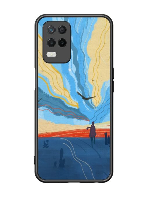 Minimal Abstract Landscape Glossy Metal Phone Cover for Realme 8 (5G)