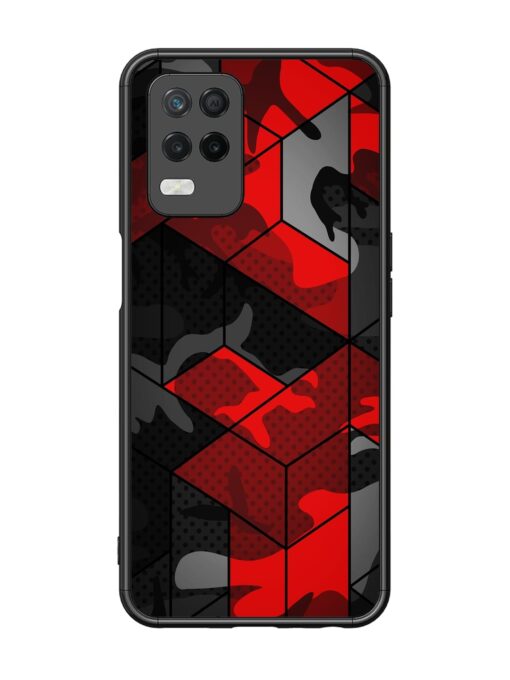 Royal Red Camouflage Pattern Glossy Metal Phone Cover for Realme 8 (5G) Zapvi