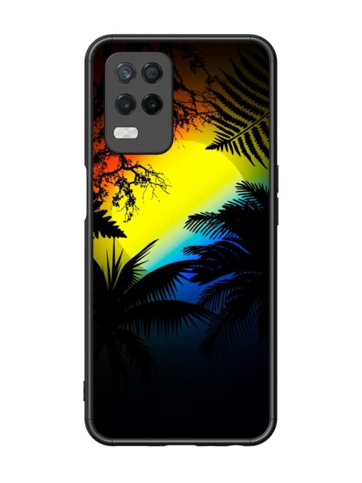 Colorful Sunset With Palm Trees Glossy Metal Phone Cover for Realme 8 (5G)