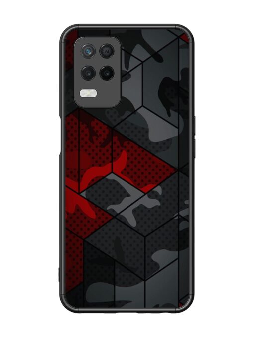 Red And Grey Pattern Glossy Metal Phone Cover for Realme 8 (5G)