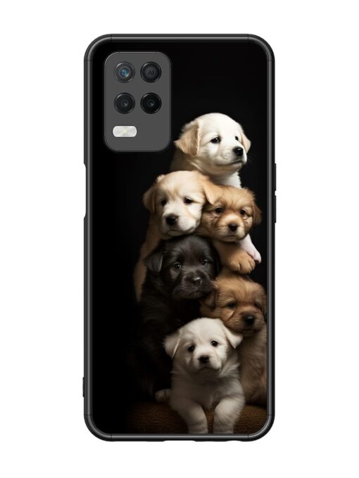 Cute Baby Dogs Glossy Metal Phone Cover for Realme 8 (5G) Zapvi