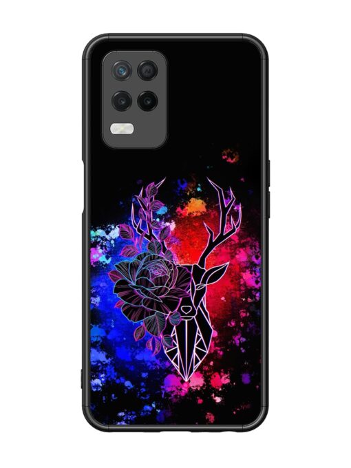 Floral Deer Art Glossy Metal Phone Cover for Realme 8 (5G)