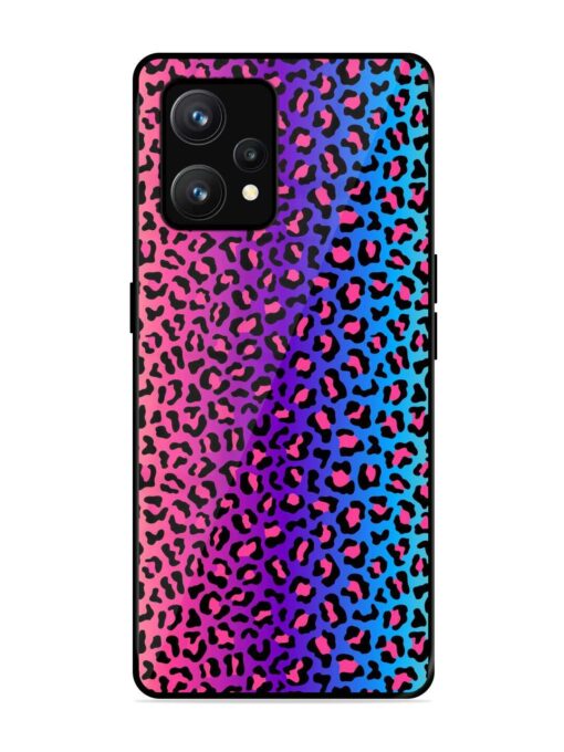 Colorful Leopard Seamless Glossy Metal Phone Cover for Realme 9 (4G)