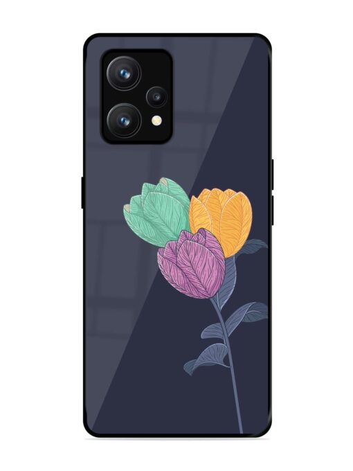 Flower Vector Glossy Metal Phone Cover for Realme 9 (4G)