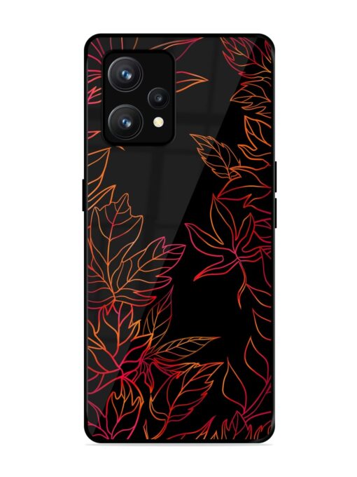 Red Floral Pattern Glossy Metal Phone Cover for Realme 9 (4G)