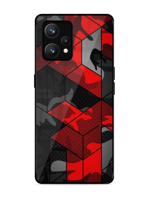 Royal Red Camouflage Pattern Glossy Metal Phone Cover for Realme 9 (4G)