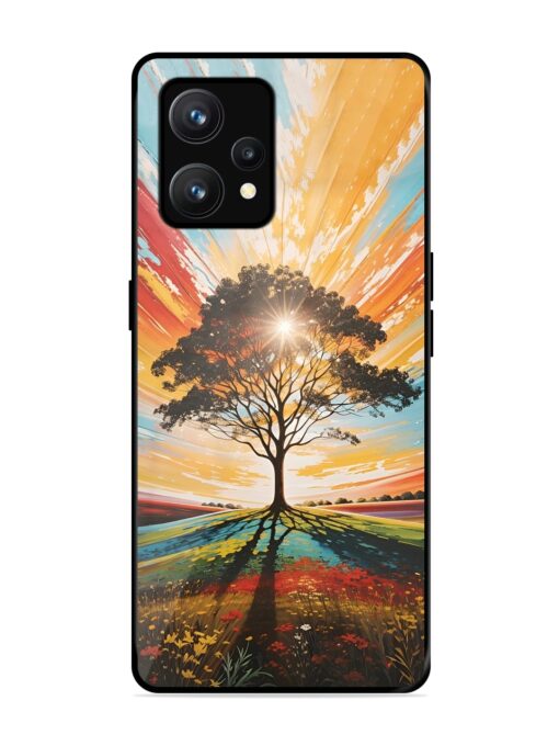 Abstract Tree Colorful Art Glossy Metal Phone Cover for Realme 9 (4G)