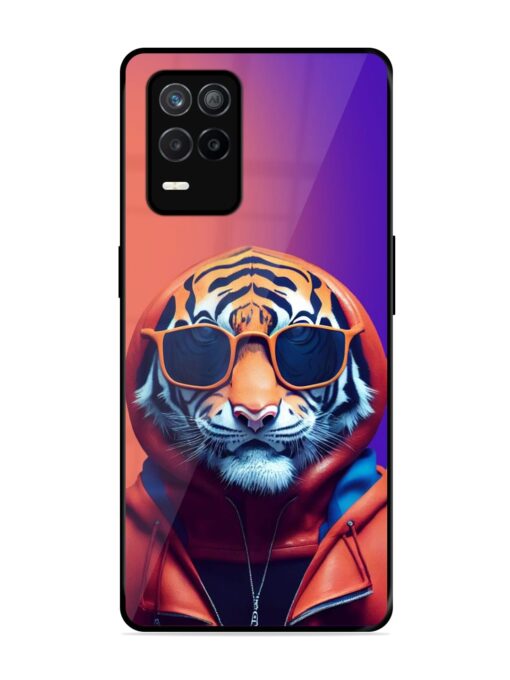 Tiger Animation Glossy Metal Phone Cover for Realme 9 (5G)