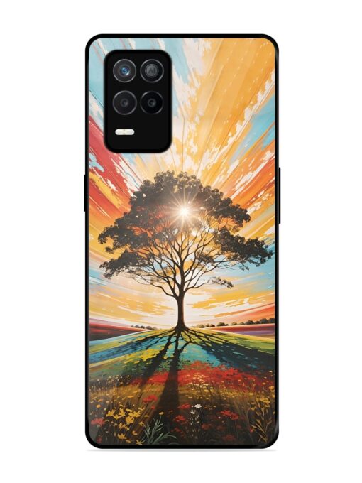 Abstract Tree Colorful Art Glossy Metal Phone Cover for Realme 9 (5G)