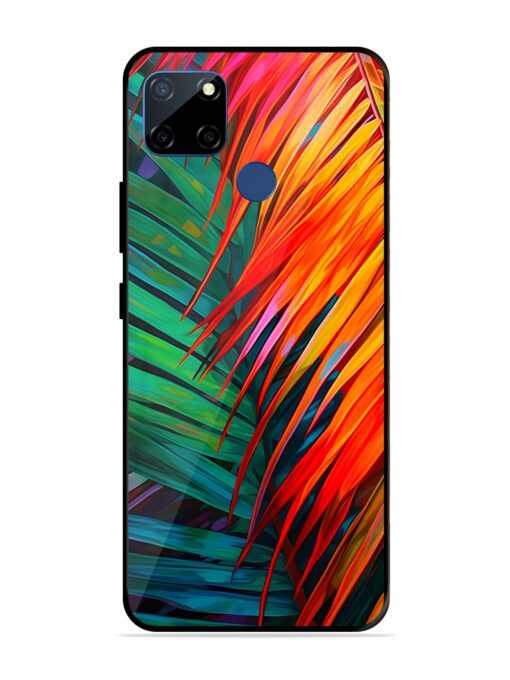 Painted Tropical Leaves Glossy Metal Phone Cover for Realme C12