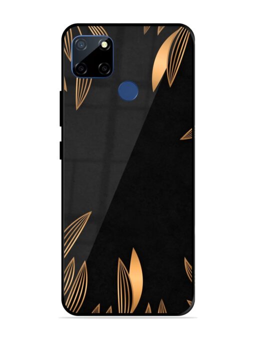 Golden Leaf Pattern Glossy Metal Phone Cover for Realme C12