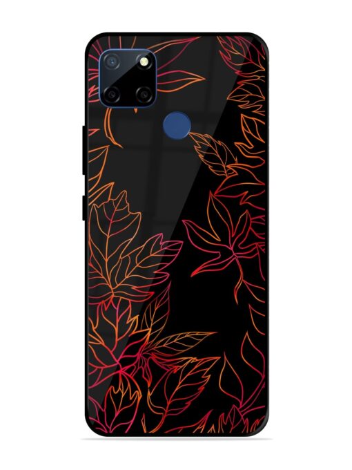 Red Floral Pattern Glossy Metal Phone Cover for Realme C12