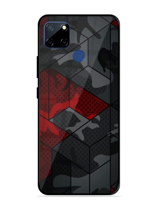 Red And Grey Pattern Glossy Metal Phone Cover for Realme C12