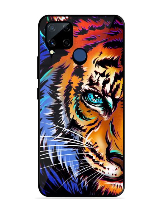 Colorful Lion Art Glossy Metal Phone Cover for Realme C15 Zapvi