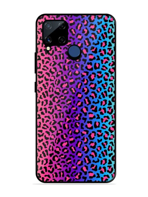 Colorful Leopard Seamless Glossy Metal Phone Cover for Realme C15 Zapvi