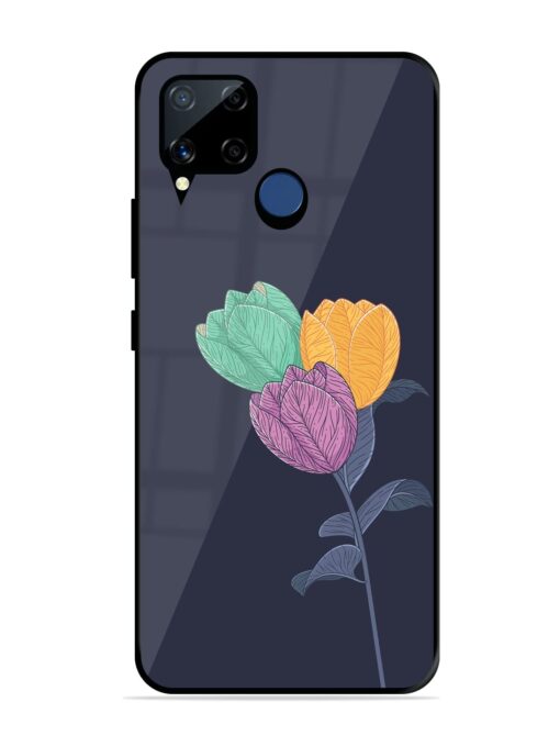 Flower Vector Glossy Metal Phone Cover for Realme C15 Zapvi