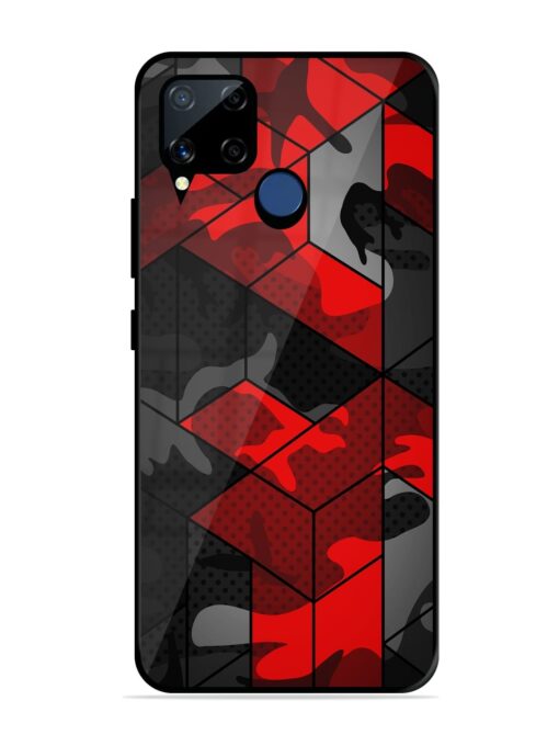 Royal Red Camouflage Pattern Glossy Metal Phone Cover for Realme C15 Zapvi