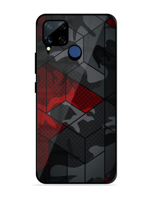 Red And Grey Pattern Glossy Metal Phone Cover for Realme C15 Zapvi