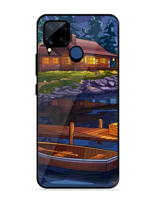 Village Night Scene Glossy Metal Phone Cover for Realme C15 Zapvi