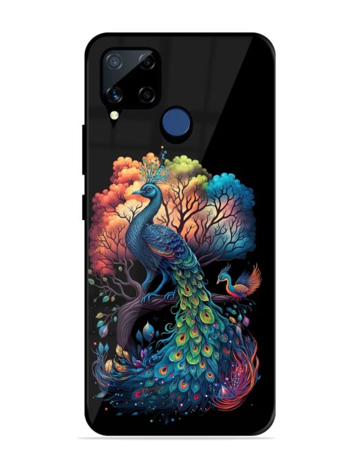 Peacock Tree Art Glossy Metal Phone Cover for Realme C15 Zapvi