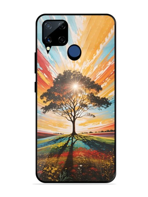 Abstract Tree Colorful Art Glossy Metal Phone Cover for Realme C15 Zapvi