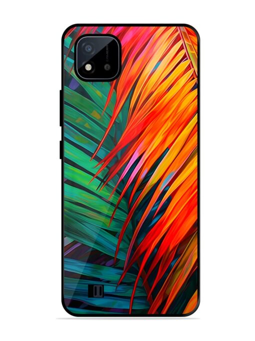 Painted Tropical Leaves Glossy Metal Phone Cover for Realme C20 Zapvi